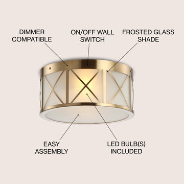 Cadence Drum Metal/Glass Flush Mount - JONATHAN Y
